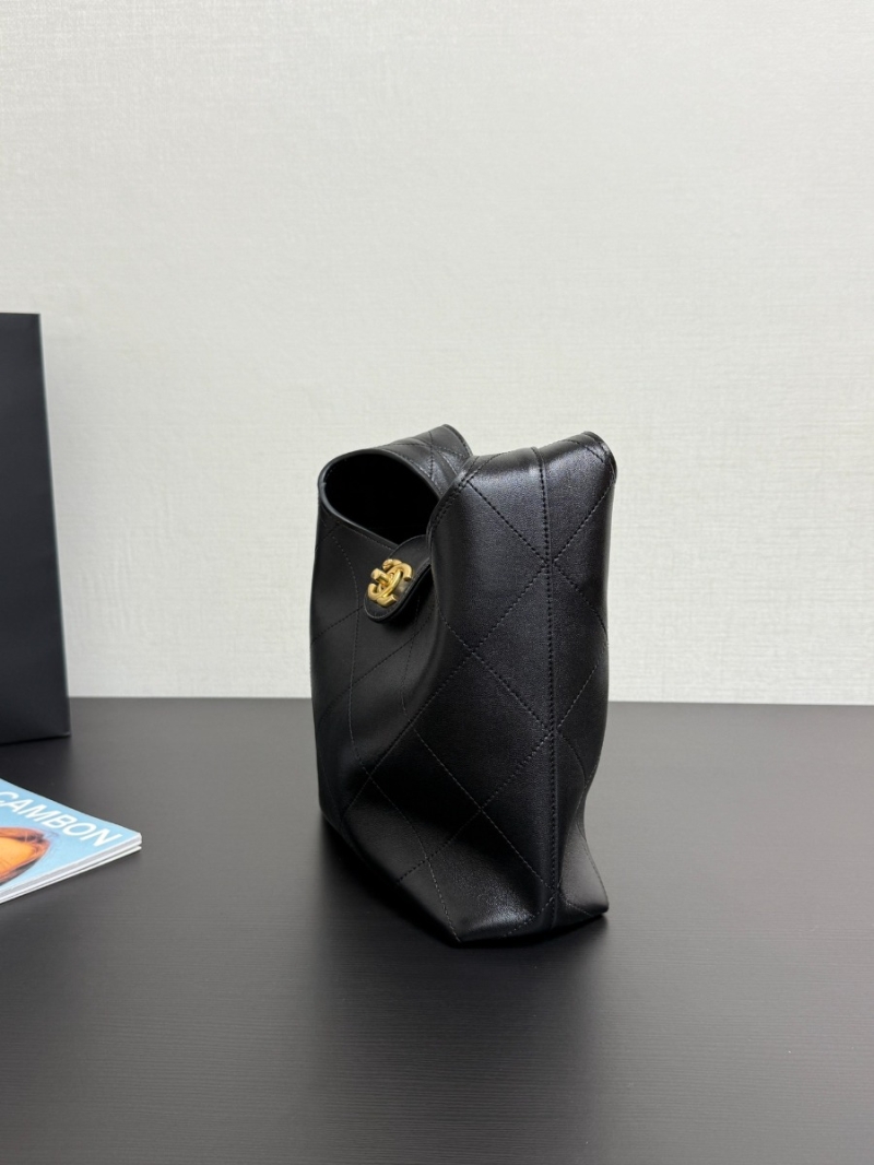 Chanel SS25 Hobo Bag Shiny Lambskin AS5409 Black