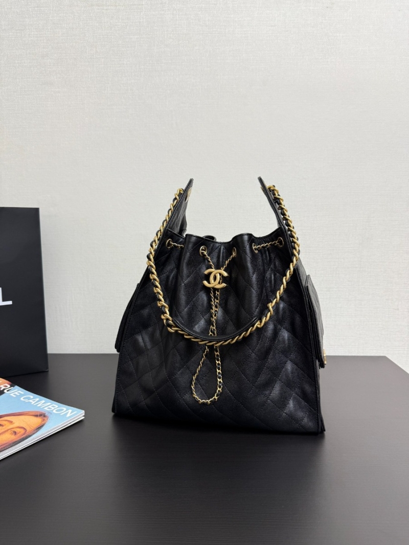 Chanel 25C Large Bucket Bag in Grained Calfskin AS5311 Black