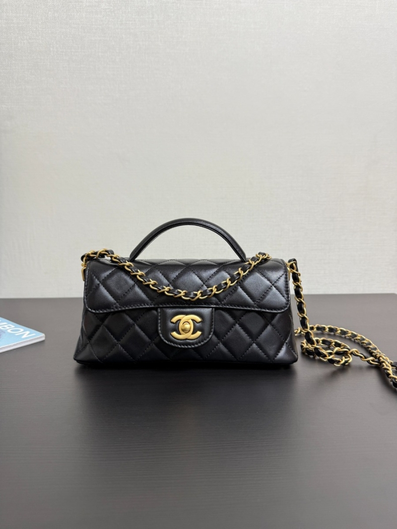Chanel 25P Mini Flap Bag With Top Handle AS5354 Black