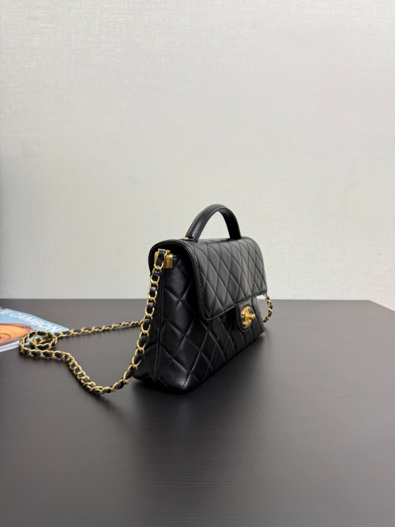 Chanel 25P Flap Bag With Top Handle  AS5356 Black