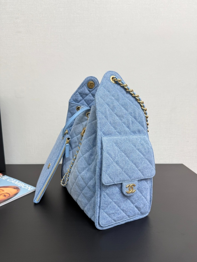 Chanel 25C Large Bucket Bag in Washed Denim AS5311 Blue