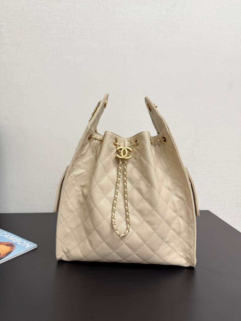 Chanel 25C Large Bucket Bag in Suede Goatskin AS5311 Beige