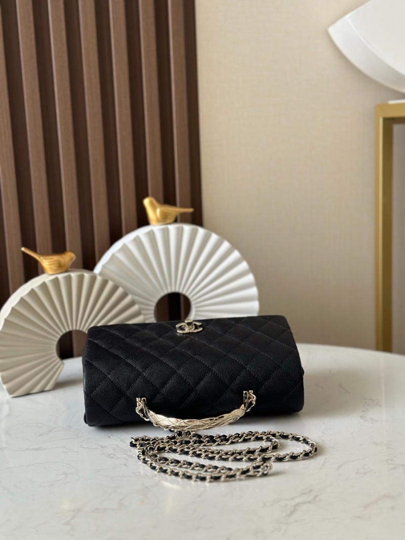 Chanel Coco Crush Top Handle Flap Bag Grained Calfskin AS5554 Black