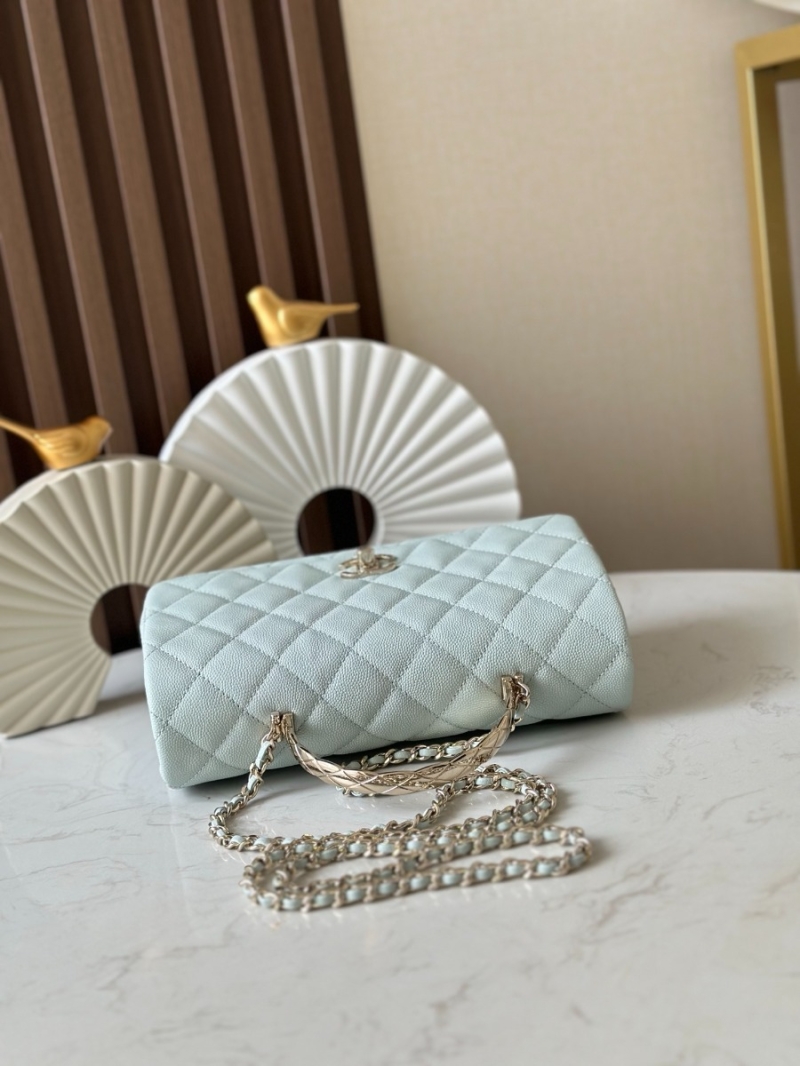 Chanel Coco Crush Top Handle Flap Bag Grained Calfskin AS5554 Light Blue