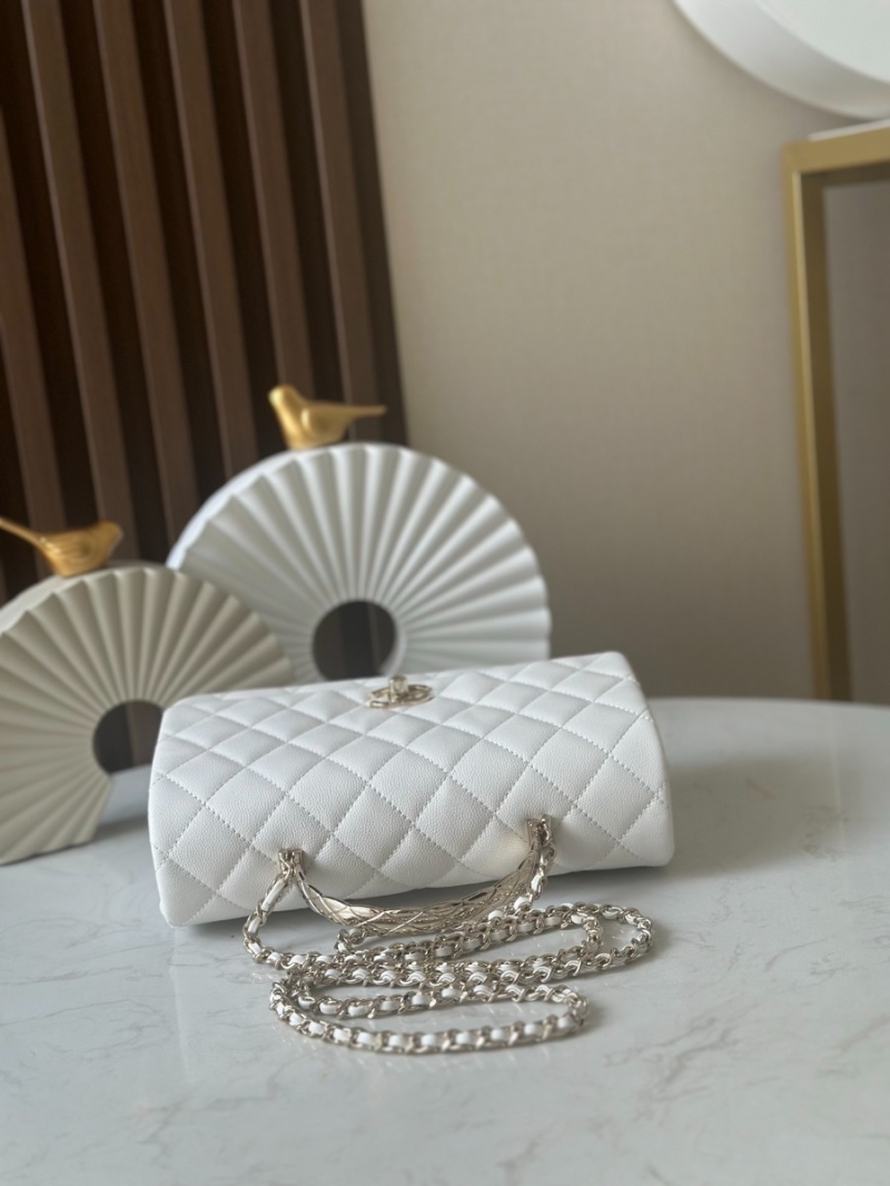 Chanel Coco Crush Top Handle Flap Bag Grained Calfskin AS5554 White