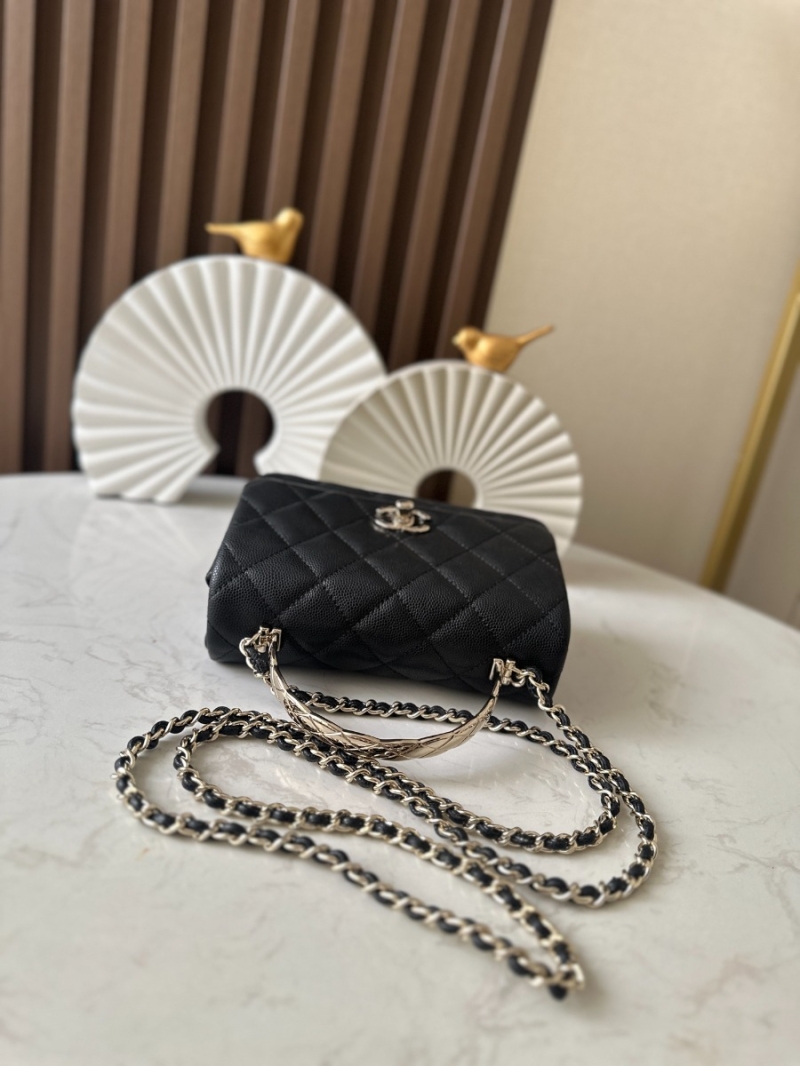 Chanel Coco Crush Mini Top Handle Flap Bag Grained Calfskin AS4591 Black