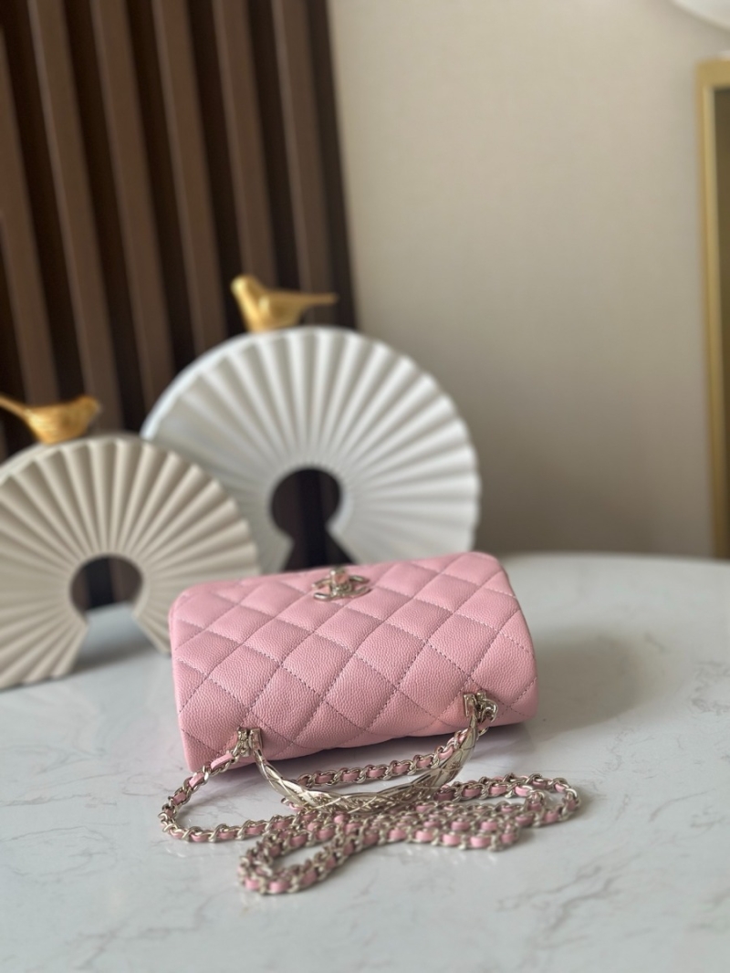 Chanel Coco Crush Mini Top Handle Flap Bag Grained Calfskin AS4591 Pink