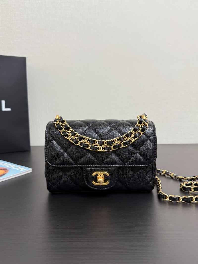 Chanel SS25 Mini Flap Bag in Grained Calfskin AS5239 Black