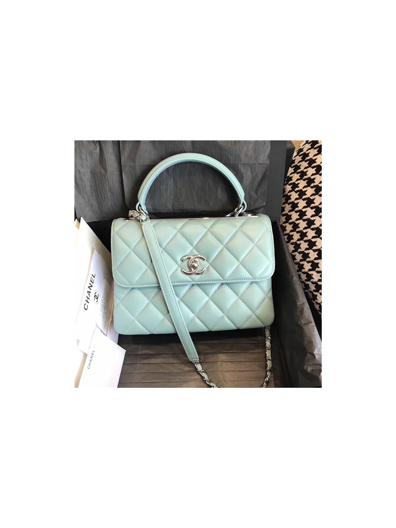 Chanel Small Trendy CC A92236 mint Flap Bag With Metal Plate