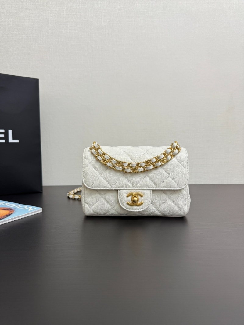 Chanel SS25 Mini Flap Bag in Grained Calfskin AS5239 White