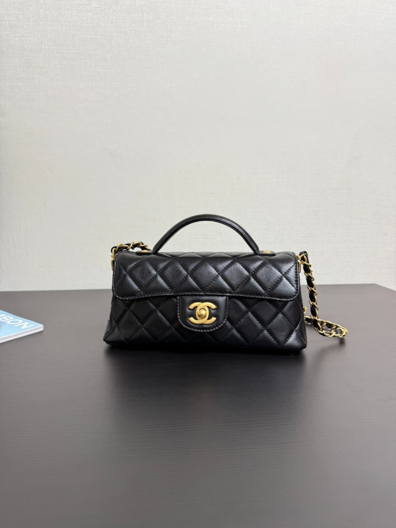 Chanel 25P Mini Flap Bag With Top Handle AS5354 Black