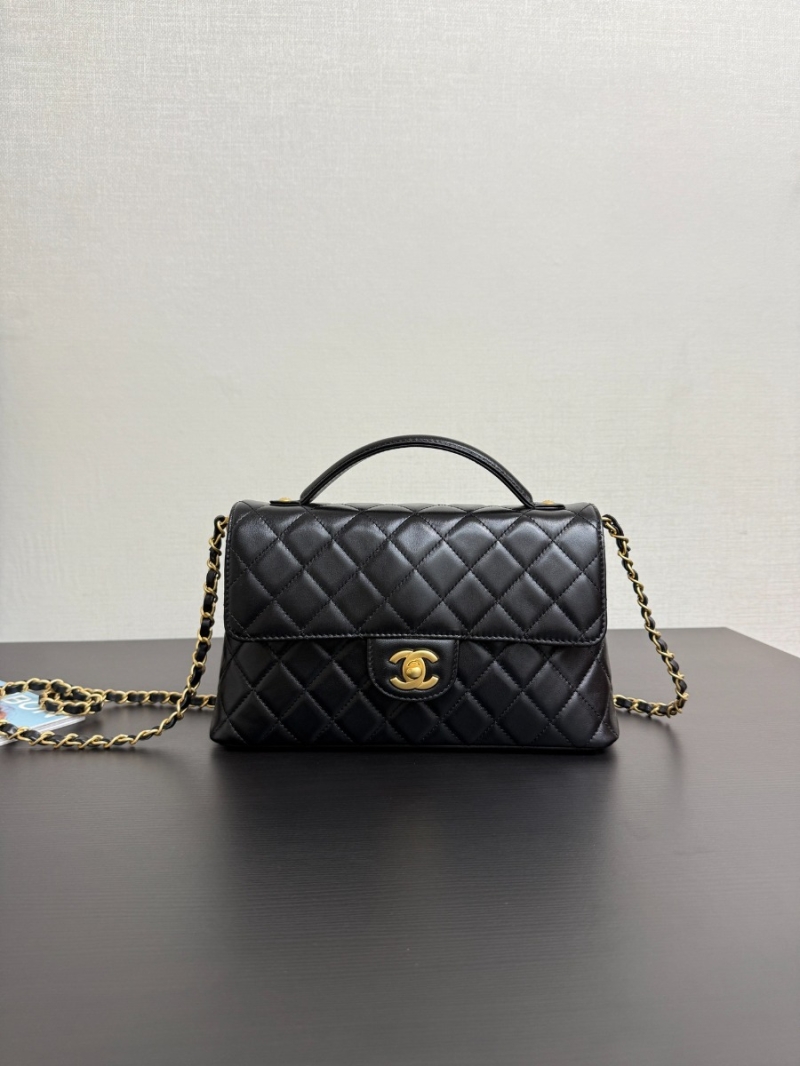 Chanel 25P Flap Bag With Top Handle  AS5356 Black