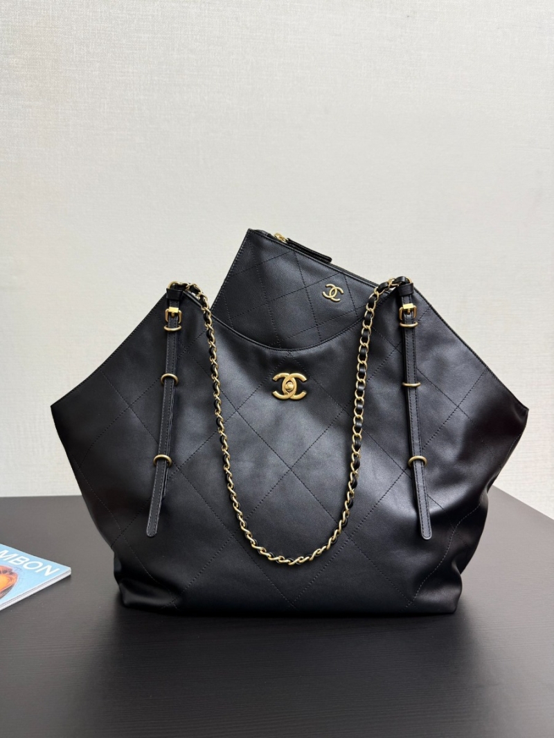 Chanel SS25 Large Shopping Bag Calfskin AS5466 Black