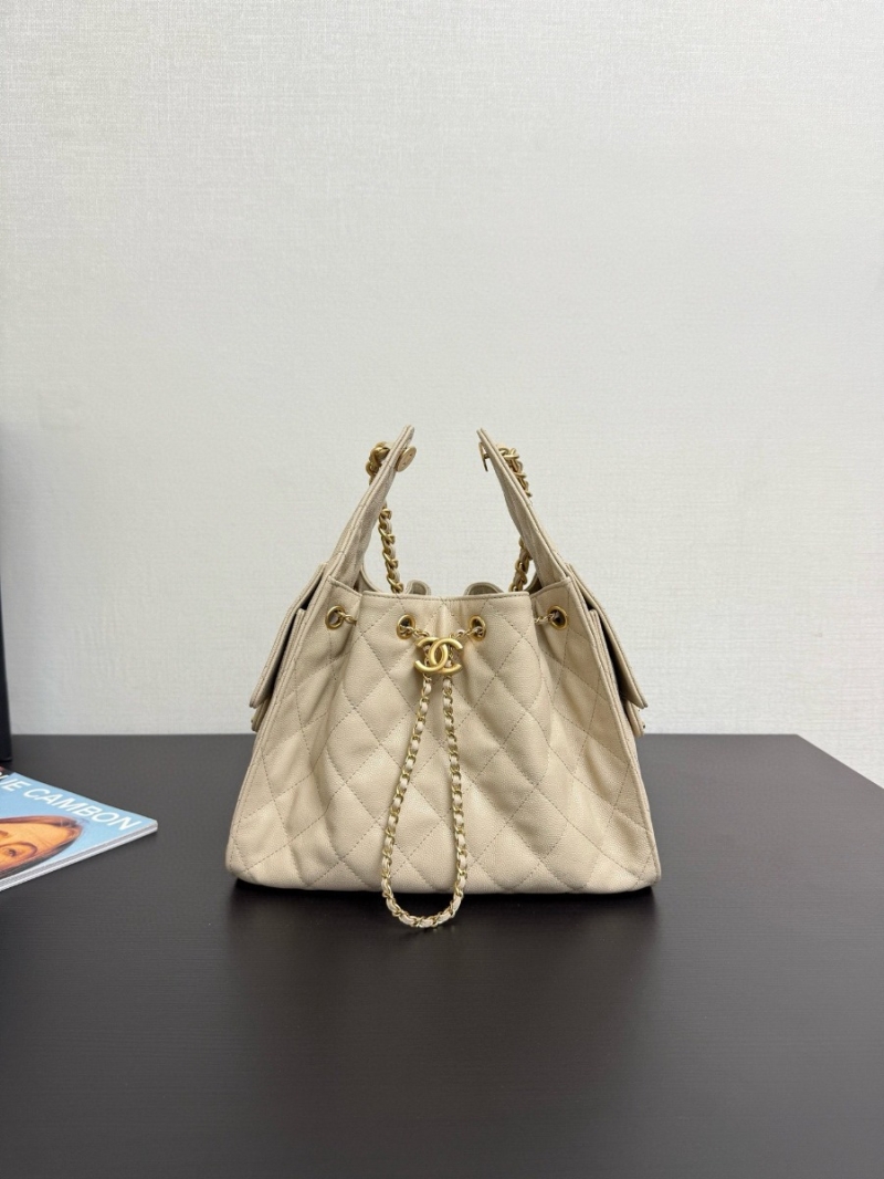 Chanel 25C Small Bucket Bag in Grained Calfskin AS5293 Beige