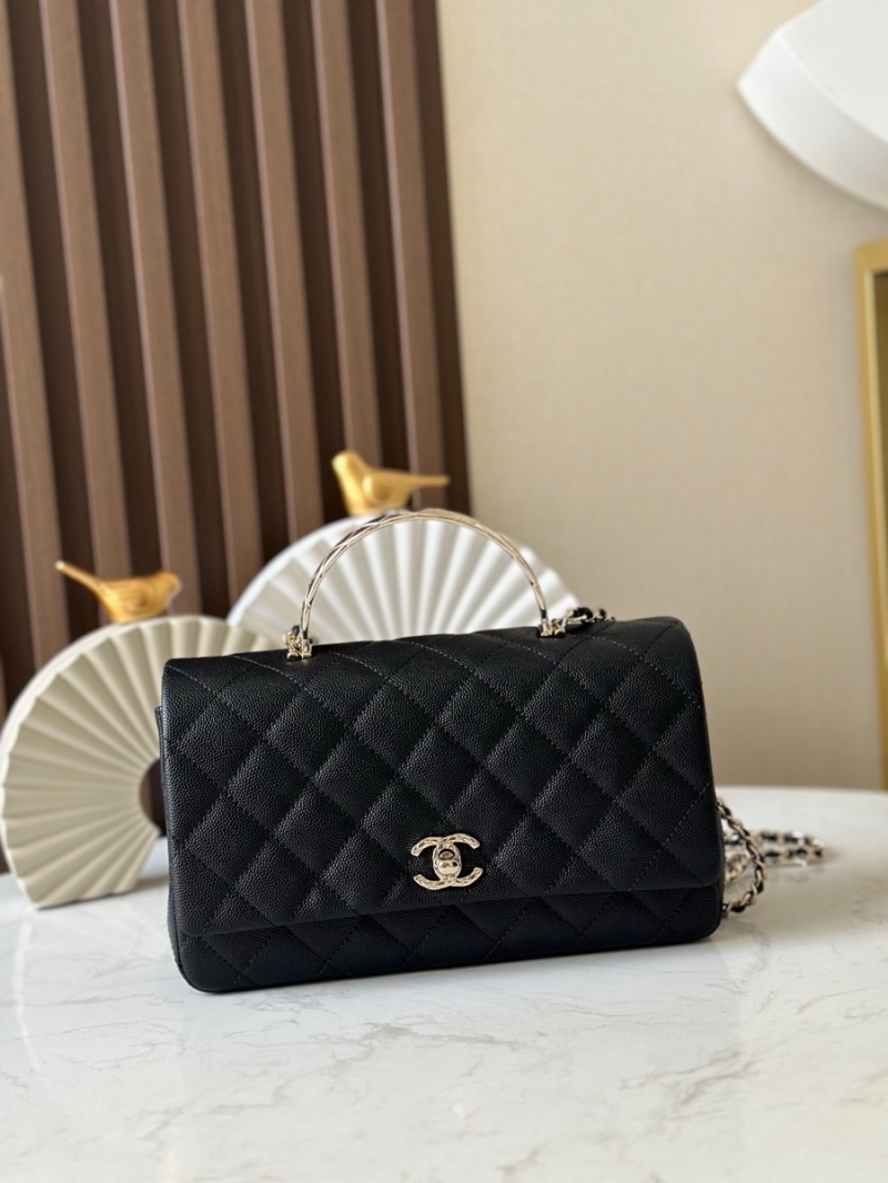 Chanel Coco Crush Top Handle Flap Bag Grained Calfskin AS5554 Black