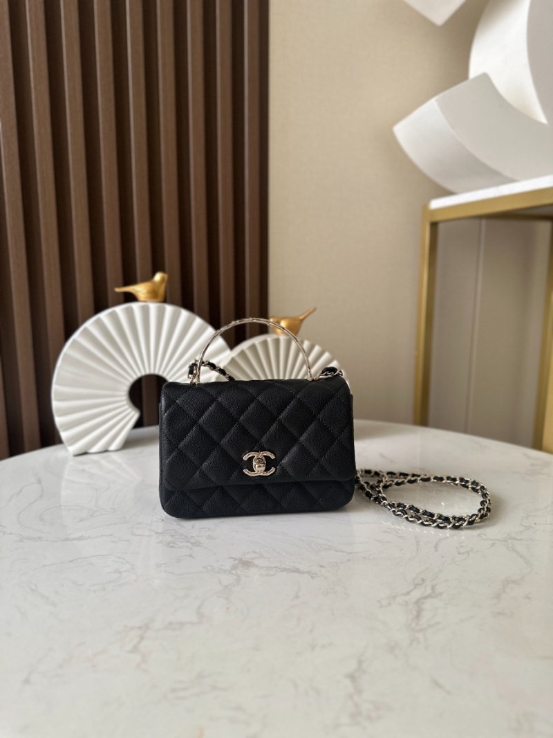 Chanel Coco Crush Mini Top Handle Flap Bag Grained Calfskin AS4591 Black