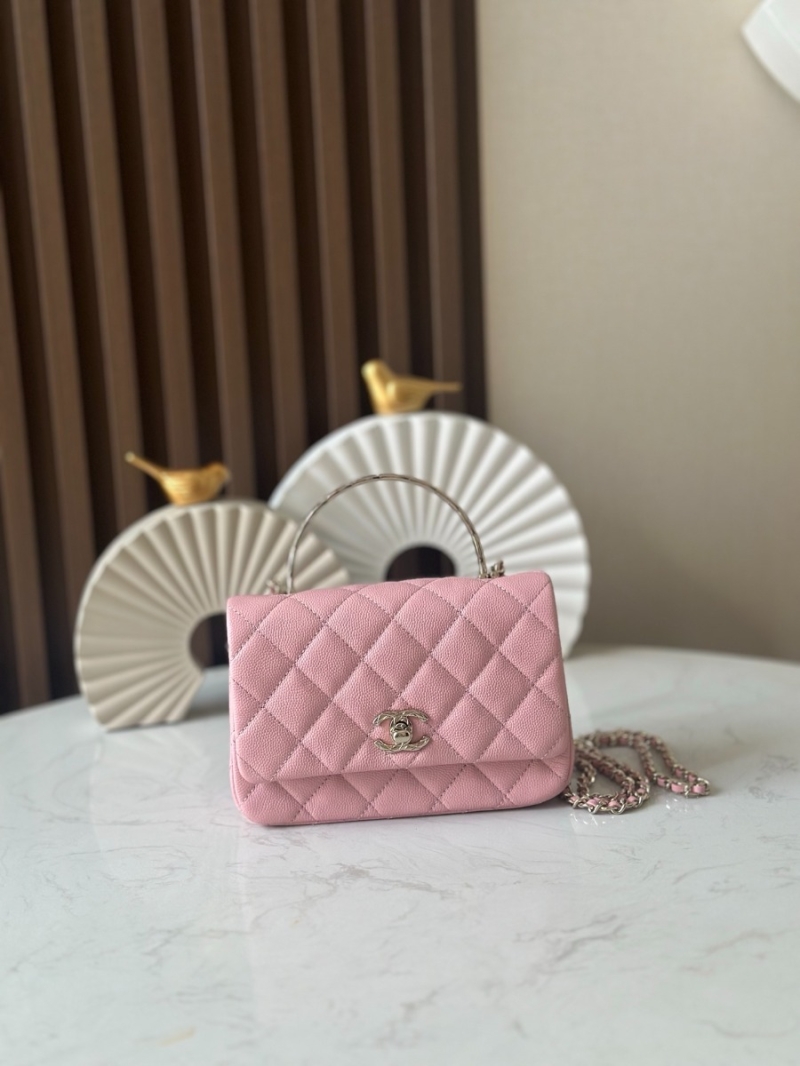 Chanel Coco Crush Mini Top Handle Flap Bag Grained Calfskin AS4591 Pink