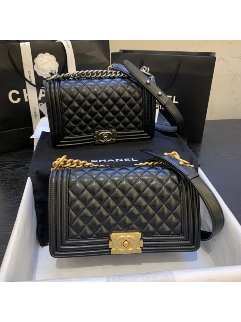 Chanel Le boy Lambskin Black Matte Gold Hardware