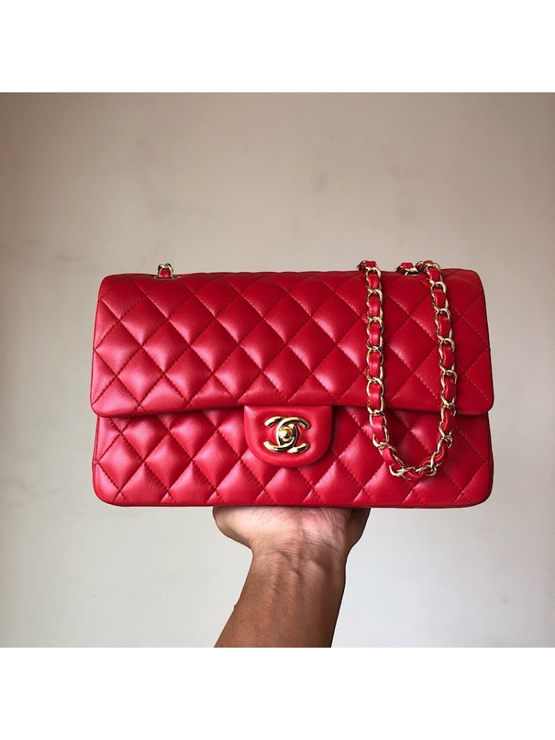 Chanel Classic Flap Lambskin Red Bag