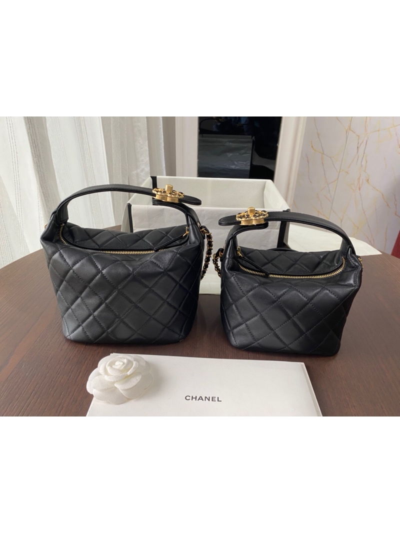Chanel Small Lambskin Hobo Bag AS1745 Black