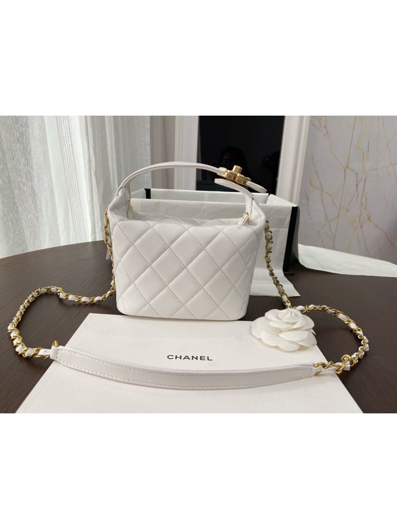 Chanel Small Lambskin Hobo Bag AS1745 White