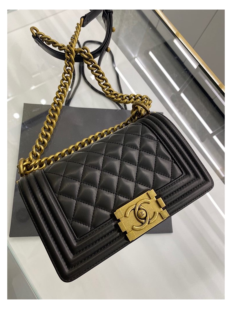 Chanel Le boy Lambskin 20cm Black Bag