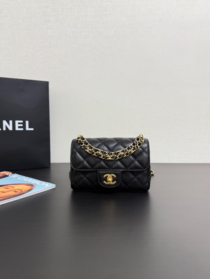 Chanel SS25 Mini Flap Bag in Grained Calfskin AS5239 Black