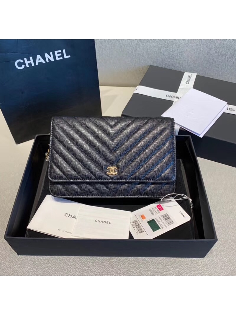 Chanel Wallet On Chain WOC Chevron Black Bag