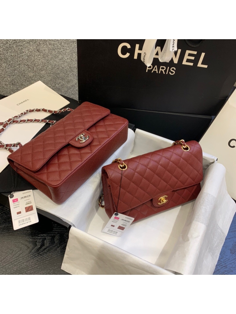 Chanel Classic Flap Caviar in Wine Bag